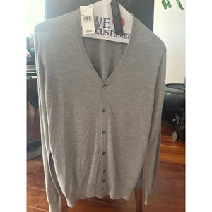 Saks Fifth Avenue Gray Button Down Sweater M NWT